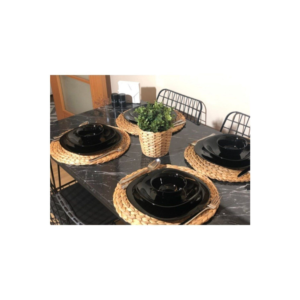 STONE CONCEPT MOBİLYA Siyah Mermer Desen 70x110yemek Masası Mutfak Masası 4 Kişilik Tel Sandalyeli 70x120cm Tabla Yemek & Mutfak Masası Fiyatı