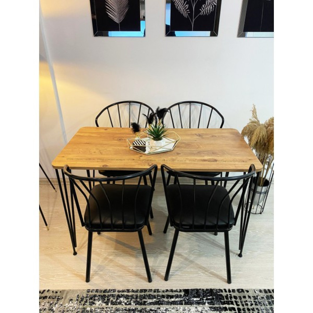 Stone Concept Mobilya Yemek Masa Takımı 60X120CM Mutfak Masası Cafe Masası 4 Adet Güneş Sandalye 1 Adet Masa Atlantikçam Masa - Sandalye Seti / Takımı Fiyatı
