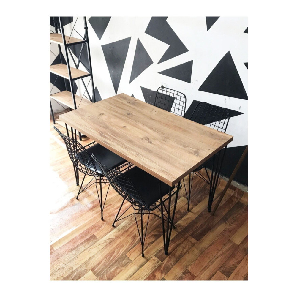 STONE CONCEPT MOBİLYA Yemek Masası Mutfak Masası 4 Kişilik Tel Sandalyeli Atlantik Çam Yemek & Mutfak Masası Fiyatı