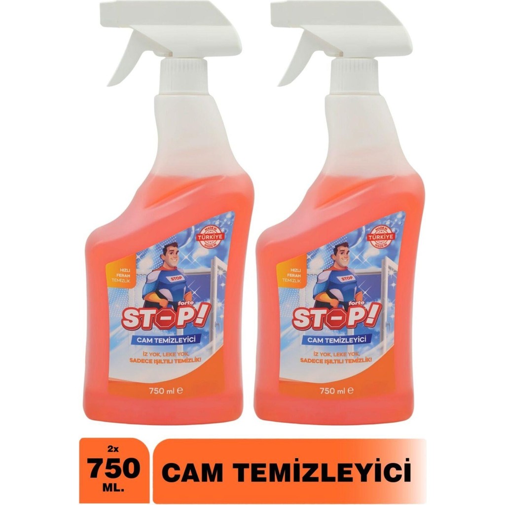 Stop Forte 2'li Cam Silme Spreyi 750 ml İz Bırakmayan Temizlik ve Parlaklık Sağlayan Formül Diğer Fiyatı