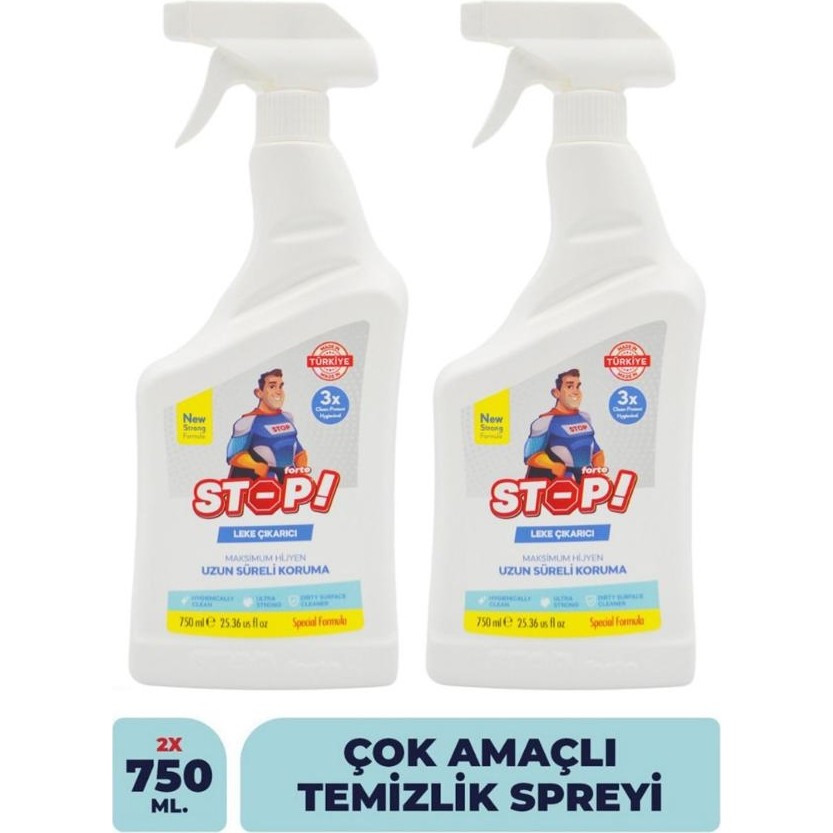 Stop Forte 2'li Leke Çıkarıcı 750 ml Uzun Süreli Koruma Sağlayan Çok Amaçlı Temizlik Spreyi Çamaşır Yıkama Fiyatı