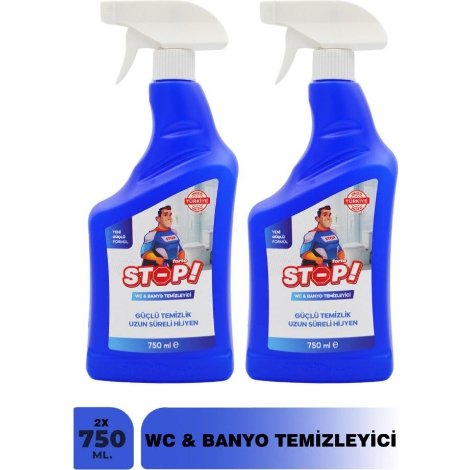 Stop Forte 2'li WC ve Banyo Temizleyici 750 ml Uzun Süreli Hijyen Sağlayan Güçlü Temizlik Deterjan ve Temizlik Ürünleri Fiyatı