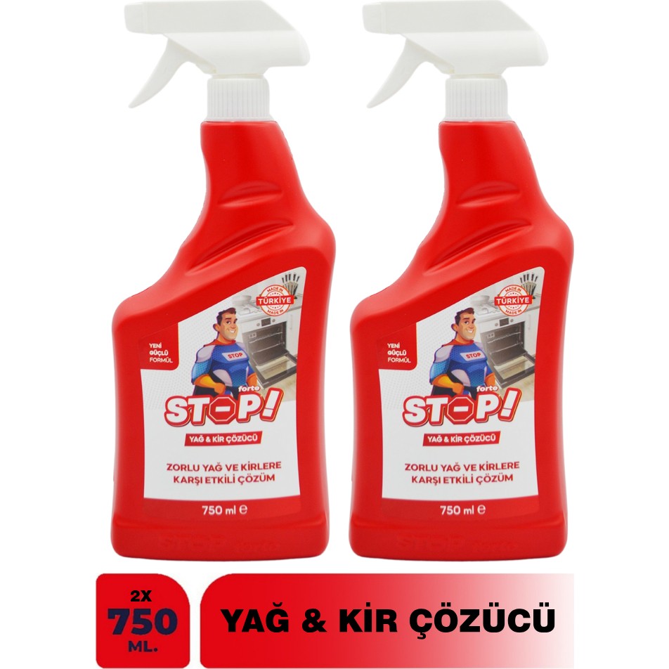 Stop Forte 2'li Yağ & Kir Çözücü Sprey 750 ml Zorlu Lekelere Karşı Etkili Çözüm Türkiye Menşeli Diğer Fiyatı