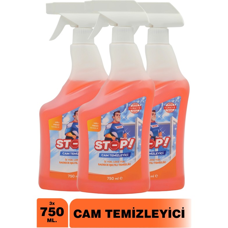 Stop Forte 3'lü Cam Temizleyici Sprey 750 ml Deterjan ve Temizlik Ürünleri Fiyatı