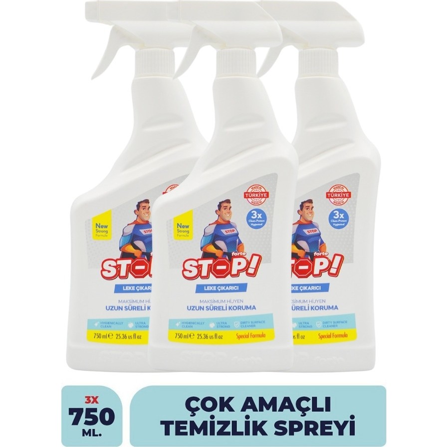 Stop Forte 3'lü Leke Çıkarıcı Sıvı 750 ml Uzun Süreli Koruma Sağlayan Çok Amaçlı Temizlik Çamaşır Yıkama Fiyatı