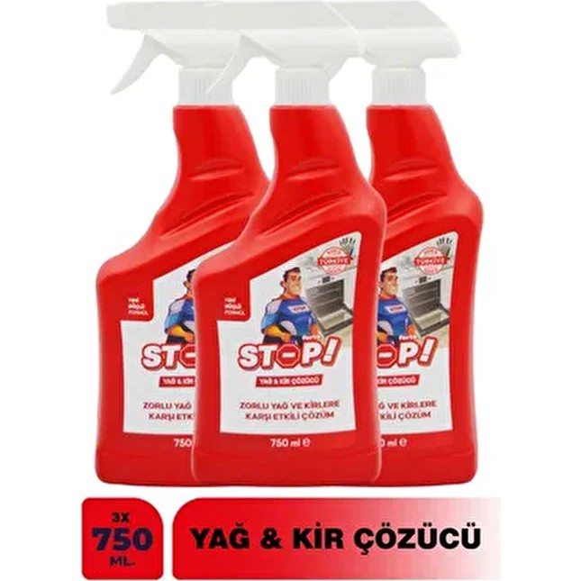 Stop Forte 3'lü Yağ Kir ve Kireç Çözücü Zorlu Lekelere Karşı Etkili 3×750 ml - 750 ml Deterjan ve Temizlik Ürünleri Fiyatı