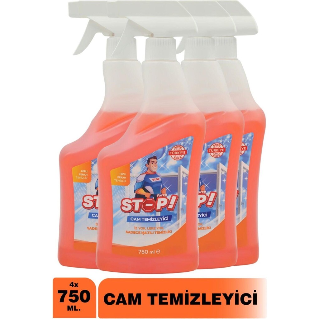 Stop Forte 4'lü Cam Temizleyici Sprey 750 ml Deterjan ve Temizlik Ürünleri Fiyatı