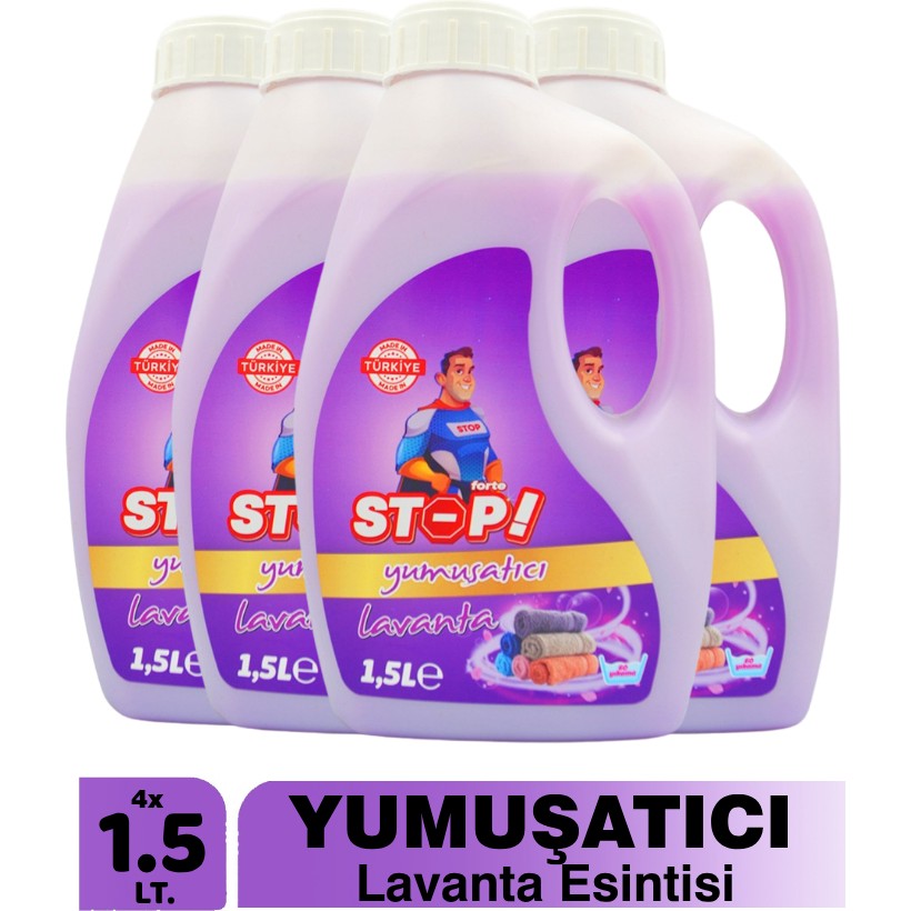 Stop Forte 4'lü Çamaşır Yumuşatıcı 1.5 Litre Lavanta - 1,5 lt Çamaşır Yıkama Fiyatı