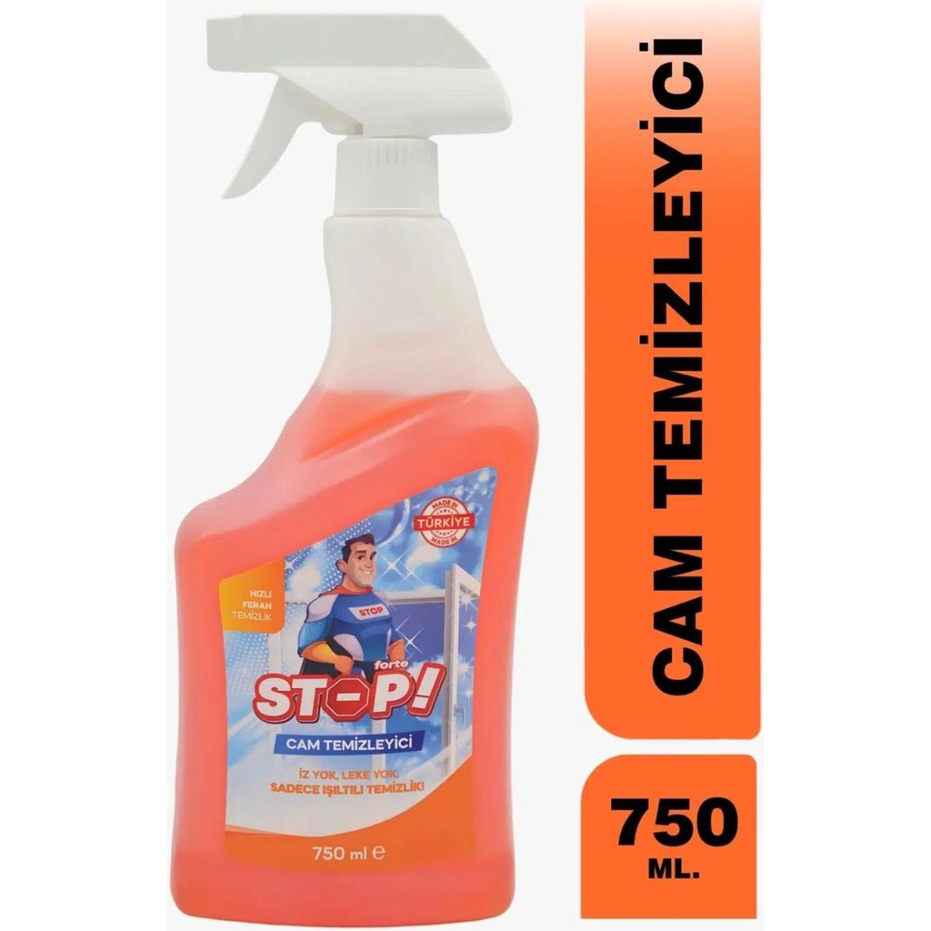 Stop Forte 750 ml Cam Temizleyici Sprey Türkiye Menşeli Leke Çıkarma Gücü ile Hızlı Temizlik Deterjan ve Temizlik Ürünleri Fiyatı