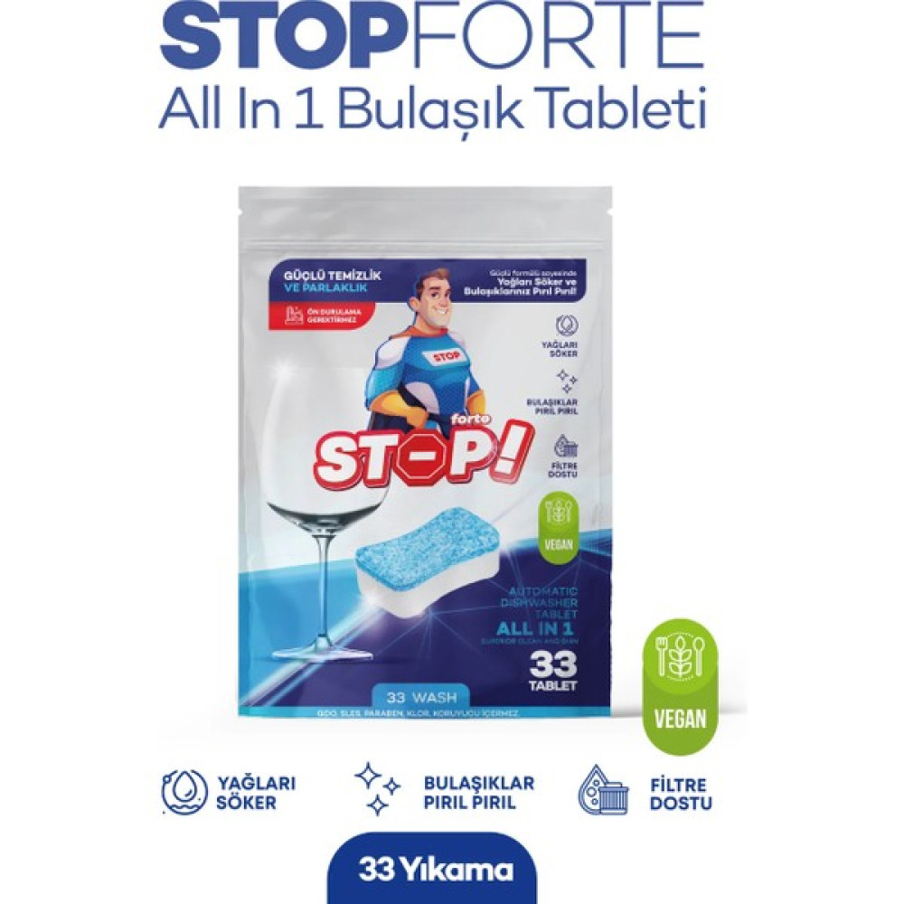 Stop Forte Bulaşık Makinesi Tableti (33 Yıkama) - 33 Tablet Bulaşık Yıkama Fiyatı