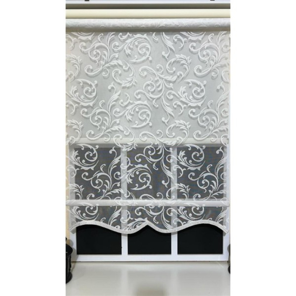 Storburada Çift Mekanizmalı Ekru Beyaz Tül Perde ve Ekru Stor Perde STB45251-V01 - 90 x 200 cm - Kahverengi Stor Perde Fiyatı