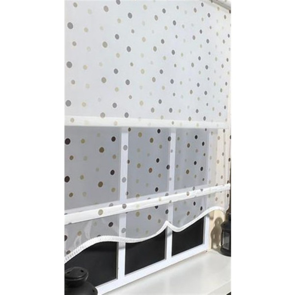 Storburada Çift Mekanizmalı Puantiyeli Tül ve Ekru Stor Perde ST 043 - 100 x 200 cm Stor Perde Fiyatı