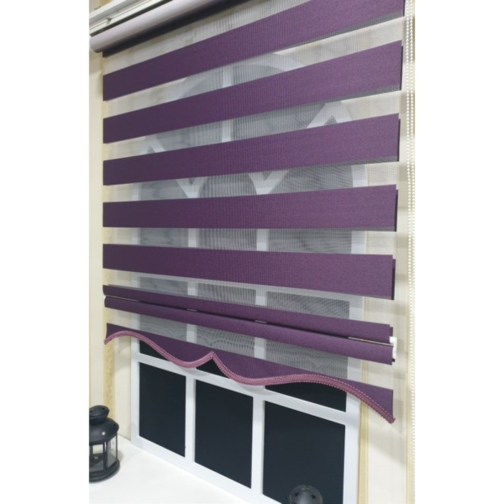 Storburada Zebra Stor Perde Mor Etek Dilimli STB 400 V18 - 100 x 200 cm Perde Fiyatı