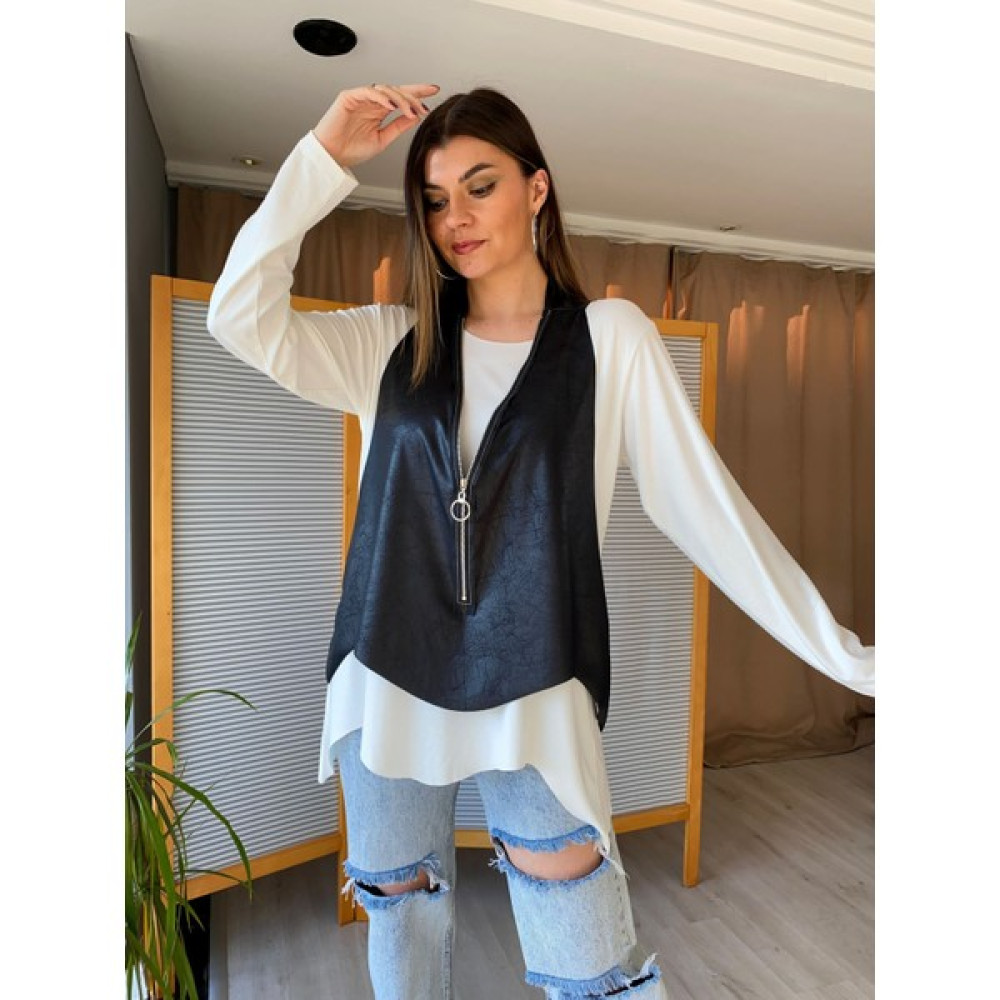 Store By Dilara Deri Yelekli Ikili Takım Bluz Fiyatı
