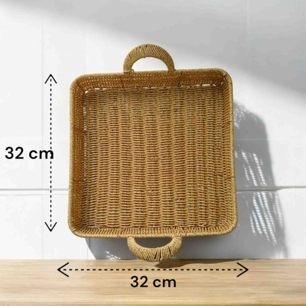 Store Trend Büyük Boy Kare Sunum Dekor Rattan Tepsi 33 x 33 cm Oto Boyaları Fiyatı