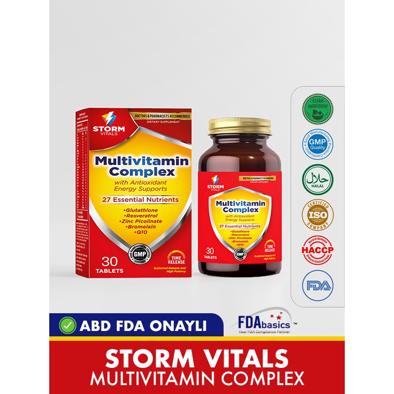 Storm Multivitamin Complex( Antioxidant+ Energy Supports) 30 Tablet Sporcu Besini & Supplementler Fiyatı