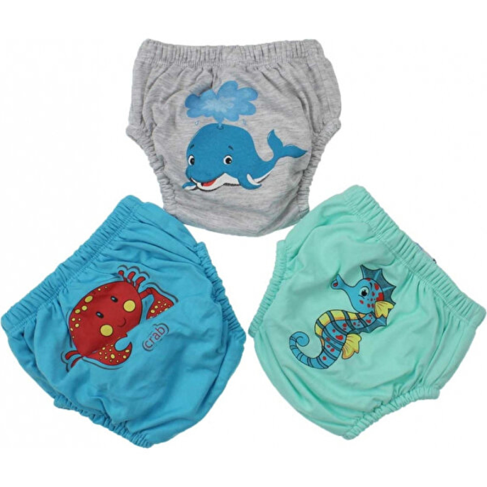 Story Baby Erkek Bebek Sevimli 3'Lü Alıştırma Külodu (Gri) Mavi Balinalı - 3 - 4 Yaş - Renkli Bebek Külodu Fiyatı