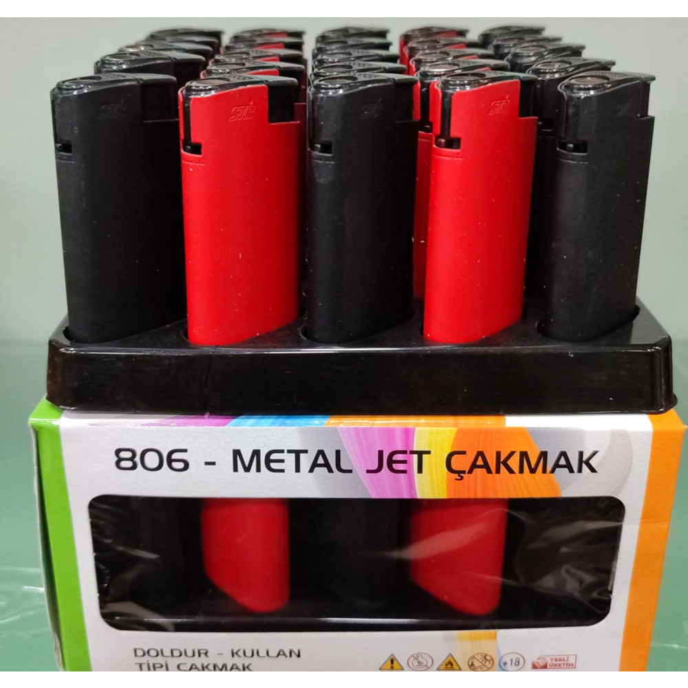 Str Dolumlu Jet Çakmak Metal Kızmızı-Siyah Çakmak Fiyatı