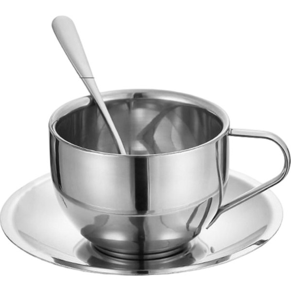 Strade Store Çift Duvarlı Kahve Fincanı Seti Kırılmaz Kappuccino Kahve Latte Çay Bardağı 180ml Gümüş (Yurt Dışından) Fincan / Bardak / Kahve Takımı Fiyatı