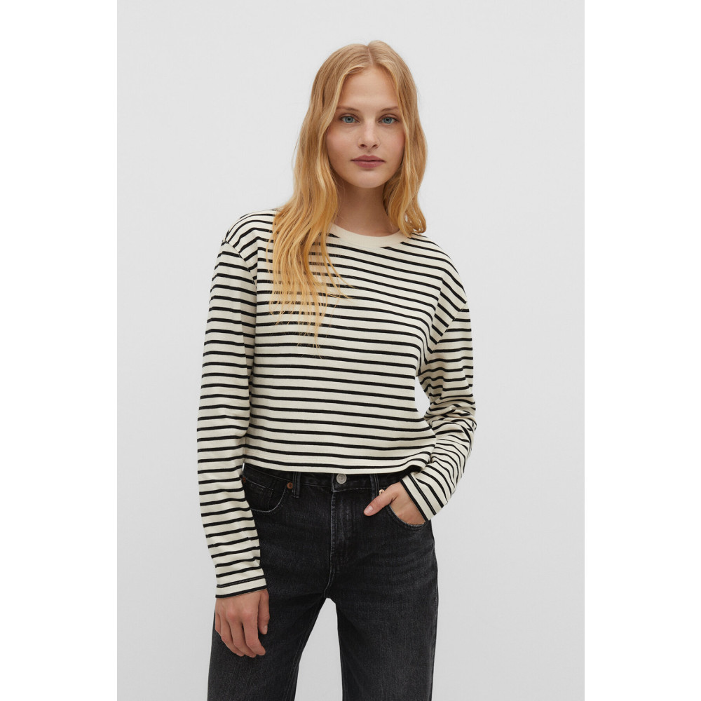 Stradivarius Çizgili pamuklu crop t-shirt L Beden Bayan T-shirt Fiyatı