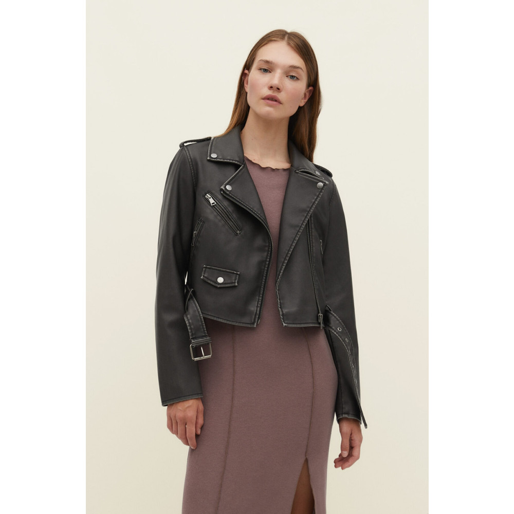 Stradivarius suni deri biker ceket XS Beden Bayan Ceket Fiyatı