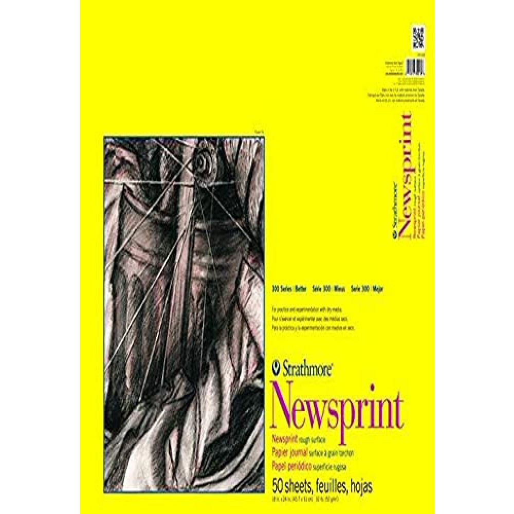 Strathmore 300 Series Newsprint Paper Pad, Tape Bound, 18x24 inches, 50 Sheets (32lb/52g) - Art Paper for Adults and Students - Practice Sketching with Charcoal, Graphite and Pencil