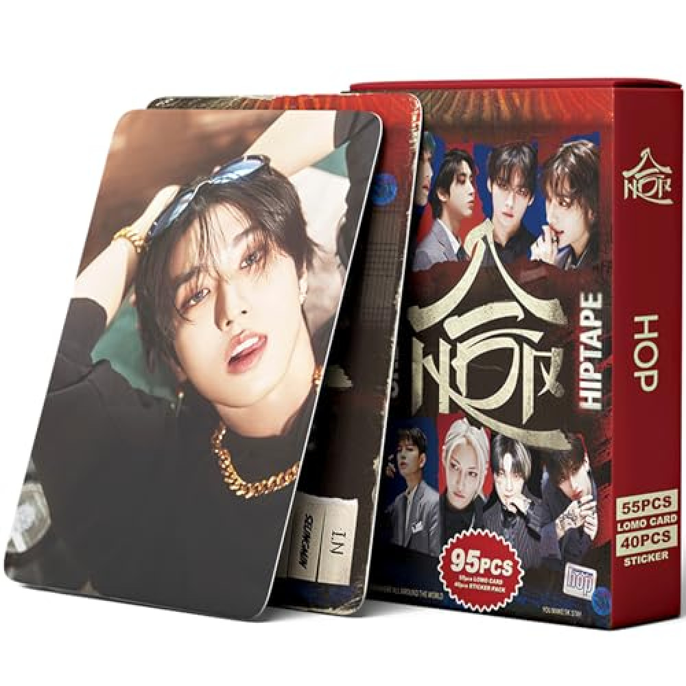 Stray Kids HOP Album Photocards 95 PCS KPOP SKZHOP HIPTAPE 合(HOP) Photo Card Set Stray Kids Merch Boys and Girls Card Set 55 PCS Photocard and 40 PCS Stickers