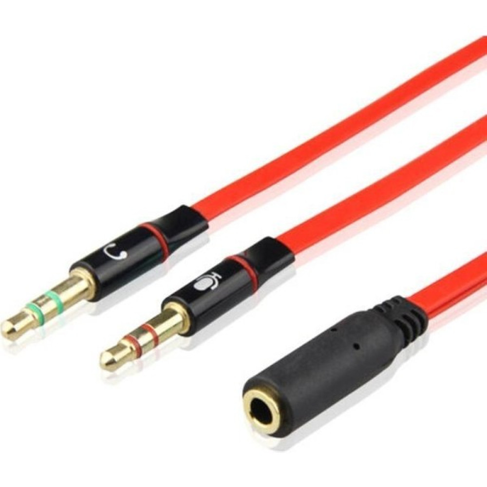 Streak 3.5 mm Aux Kulaklık Mikrofon Dönüştürücü Birleştirici Kablo - Kırmızı Bilgisayar Çevirici ve Adaptörü Fiyatı