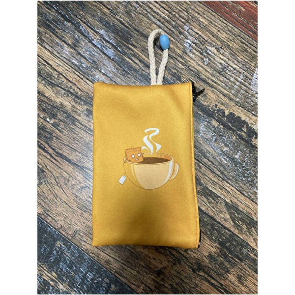 Street Bag Animasyon Kahve ve Şeker Desenli Baskılı Kalemlik , El Çantas , Baskılı Bez Çanta , Makyaj Çantası - Derin Sarı Makyaj Fırça ve Aksesuarları Fiyatı
