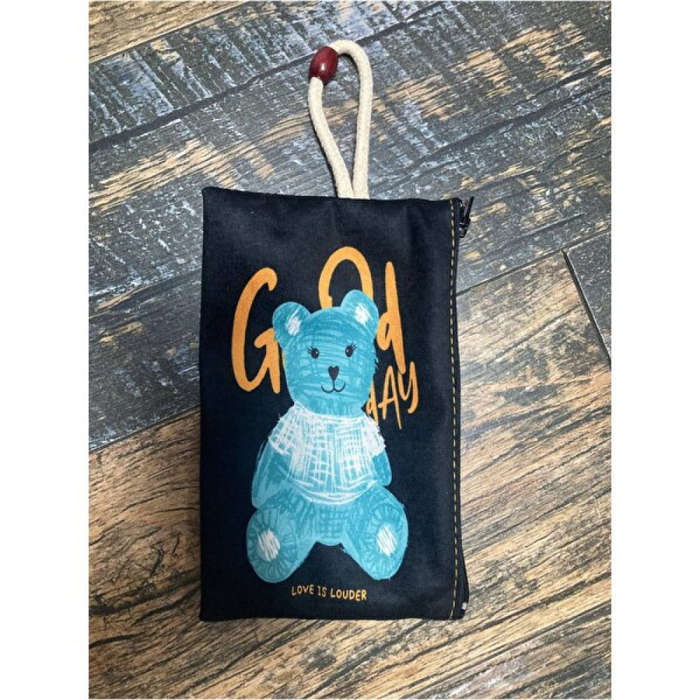 Street Bag Ayı Baskılı Kalemlik, El Çantası, Baskılı Bez Çanta, Makyaj Çantası Makyaj Fırça ve Aksesuarları Fiyatı