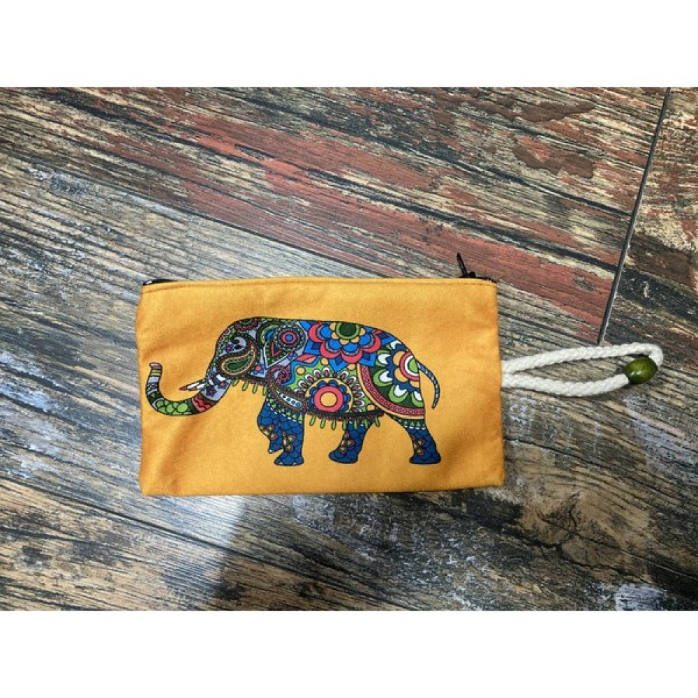 Street Bag Bohem Fil Desenli Baskılı Kalemlik , El Çantas , Baskılı Bez Çanta , Makyaj Çantası - Kırmızı - Turuncu - Mavi Makyaj Fırça ve Aksesuarları Fiyatı