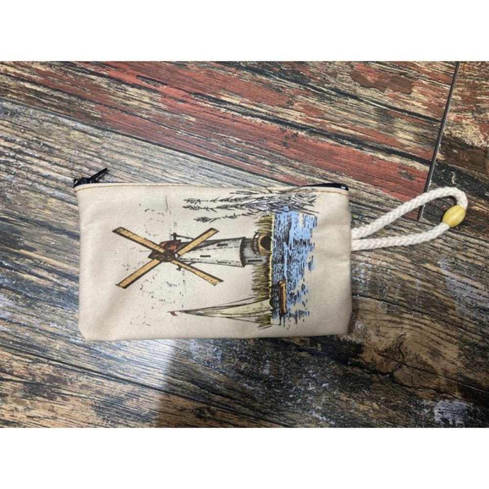 Street Bag Değirmen Desenli Baskılı Kalemlik , El Çantas , Baskılı Bez Çanta , Makyaj Çantası - Bej Makyaj Fırça ve Aksesuarları Fiyatı