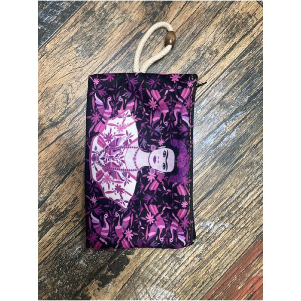 Street Bag  frida Desenli Baskılı Kalemlik , El Çantas , Baskılı Bez Çanta , Makyaj Çantası - Bordo Makyaj Fırça ve Aksesuarları Fiyatı