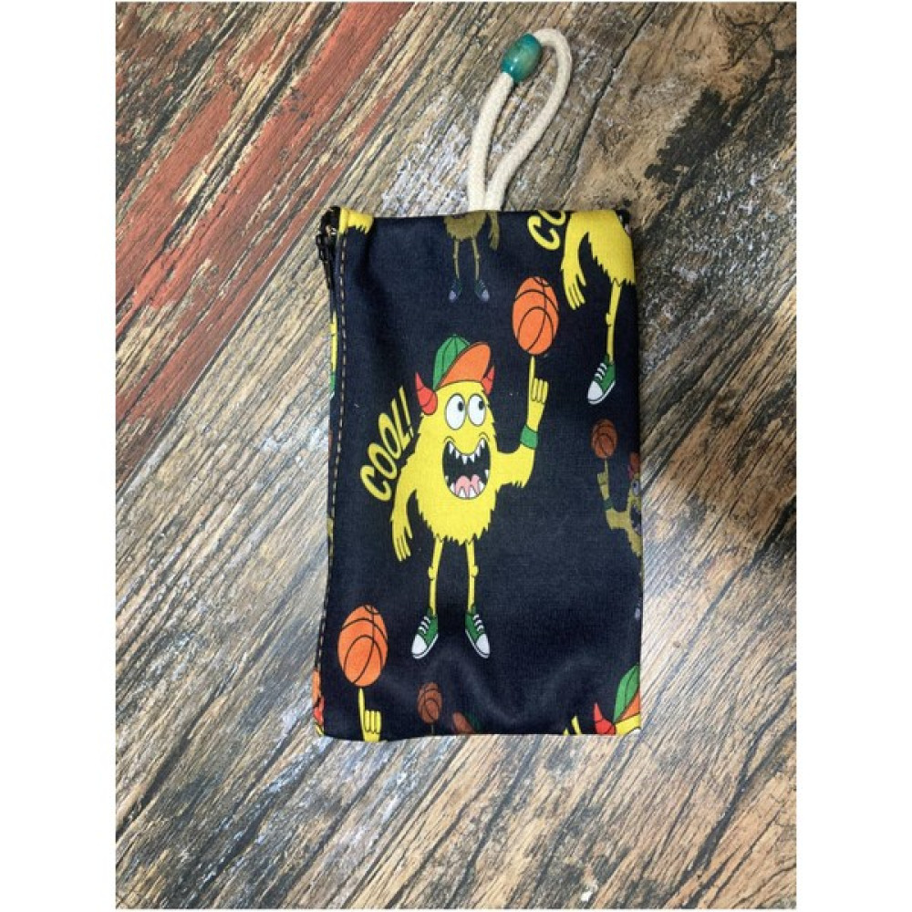 Street Bag Grafiti Basketbol Desenli Baskılı Kalemlik , El Çantas , Baskılı Bez Çanta , Makyaj Çantası - Krem Rengi - Sarı Makyaj Fırça ve Aksesuarları Fiyatı