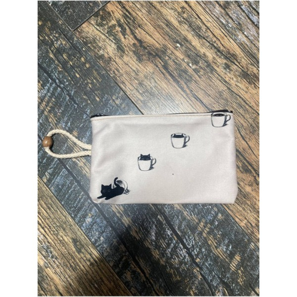 Street Bag Kara Kedi Desenli Baskılı Kalemlik , El Çantas , Baskılı Bez Çanta , Makyaj Çantası - Krem Makyaj Fırça ve Aksesuarları Fiyatı