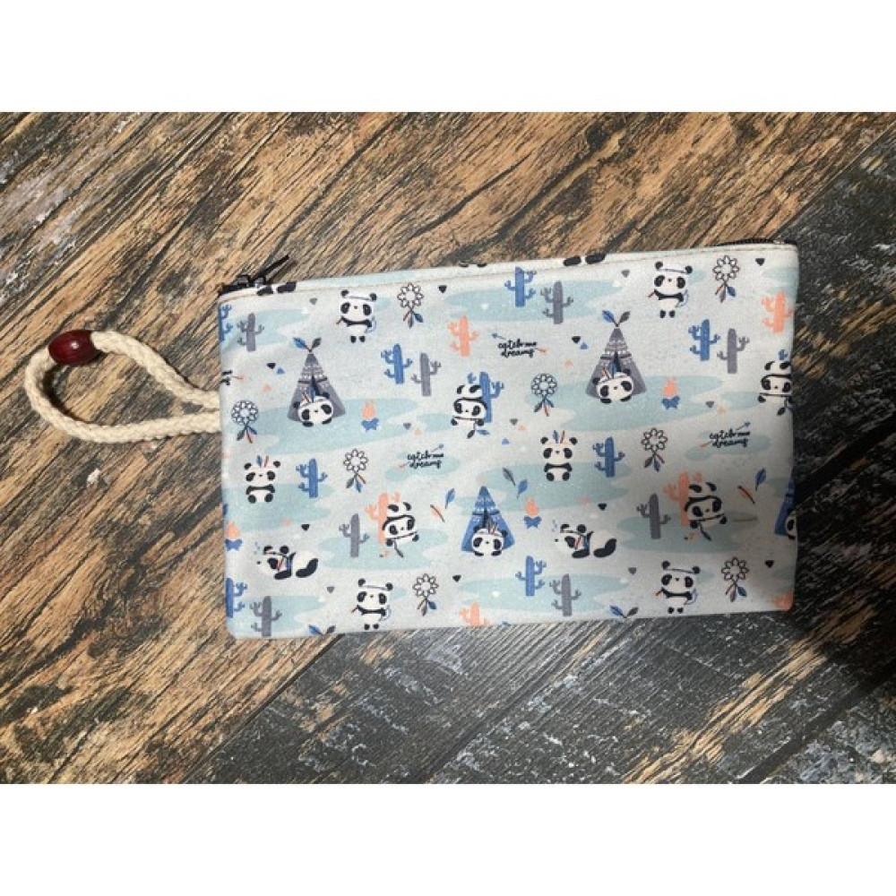 Street Bag  kızılderili Panda Desenli Baskılı Kalemlik , El Çantas , Baskılı Bez Çanta , Makyaj Çantası - 01 - Beyaz Makyaj Fırça ve Aksesuarları Fiyatı