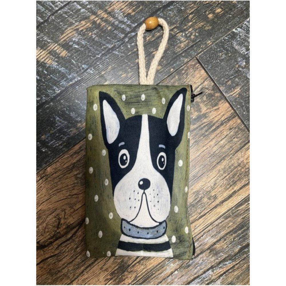 Street Bag  köpek Boston Teriyeri Baskılı Kalemlik , El Çantas , Baskılı Bez Çanta , Makyaj Çantası - Asker Yeşili Makyaj Fırça ve Aksesuarları Fiyatı