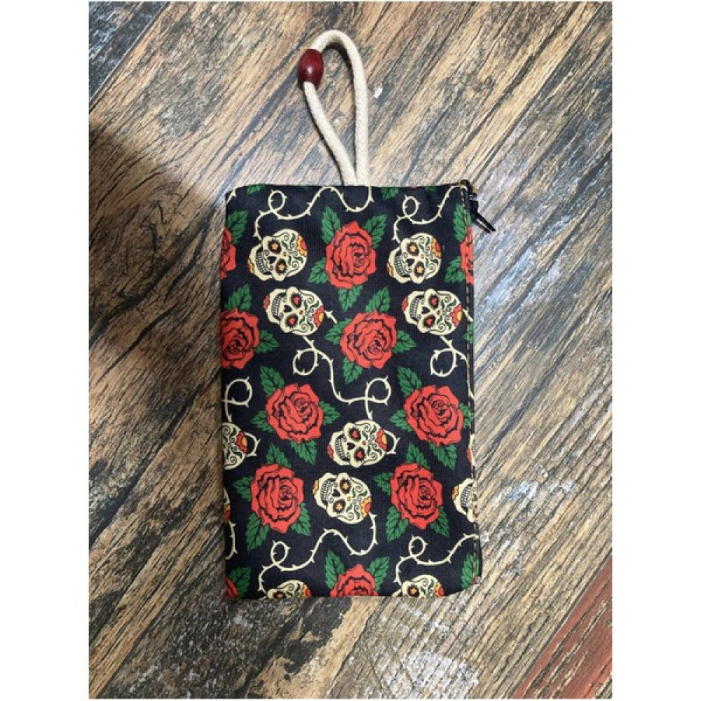 Street Bag  kuru Kafa ve Gül Baskılı Kalemlik , El Çantas , Baskılı Bez Çanta , Makyaj Çantası - Kırmızı - Lacivert Makyaj Fırça ve Aksesuarları Fiyatı