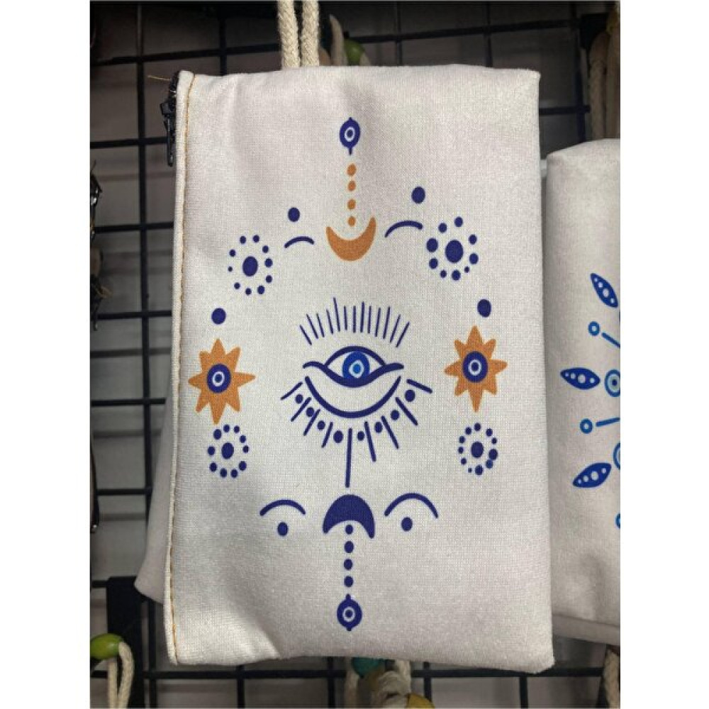 Street Bag Nazar Boncuğu Baskılı Kalemlik, El Çantası, Baskılı Bez Çanta - Renkli Makyaj Fırça ve Aksesuarları Fiyatı