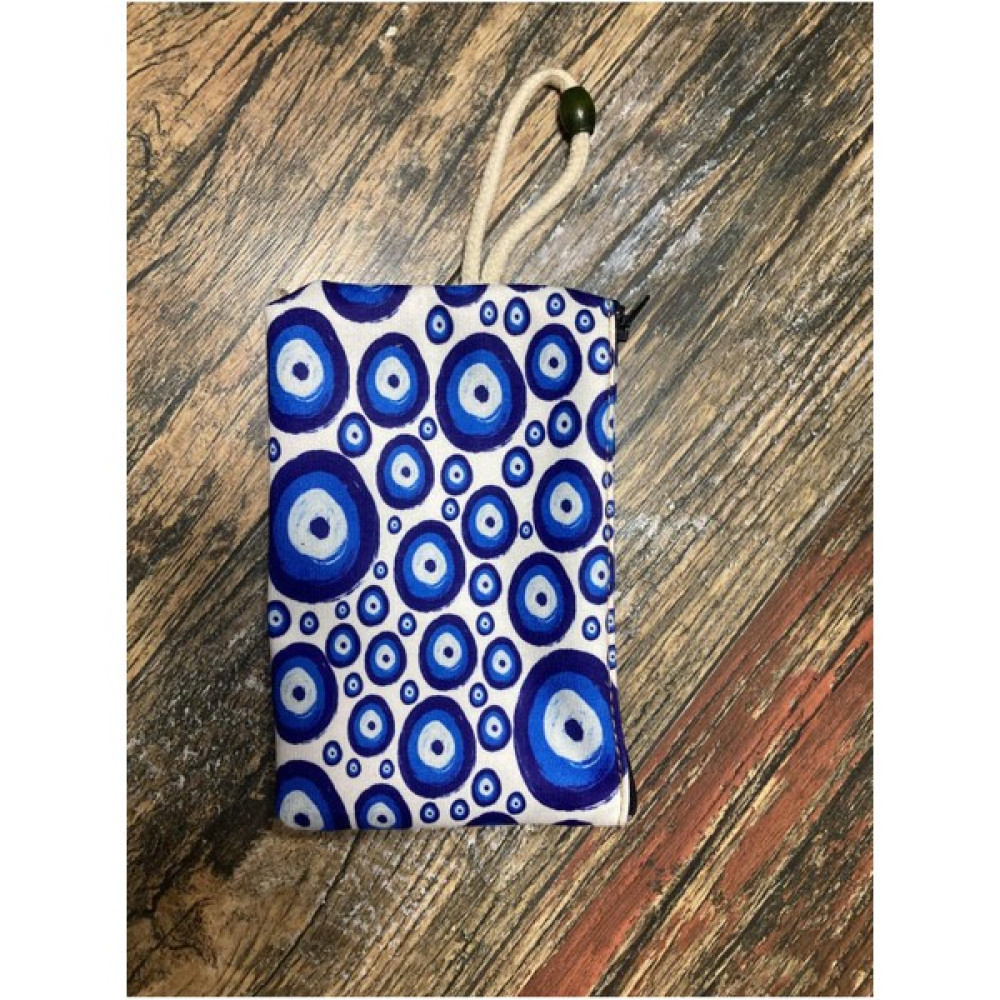 Street Bag  nazar Boncuğu Desenli Baskılı Kalemlik , El Çantas , Baskılı Bez Çanta , Makyaj Çantası - Denizci Mavisi Makyaj Fırça ve Aksesuarları Fiyatı
