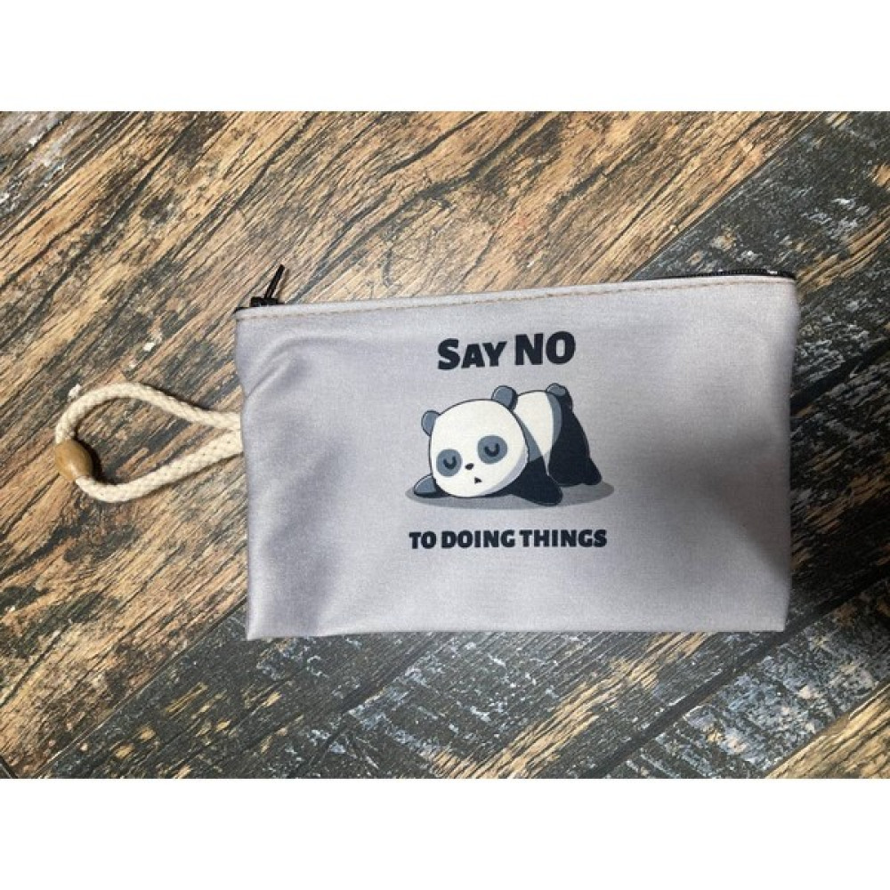 Street Bag Panda Desenli Baskılı Kalemlik , El Çantas , Baskılı Bez Çanta , Makyaj Çantası - Gri Makyaj Fırça ve Aksesuarları Fiyatı