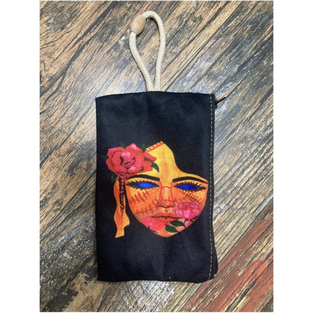Street Bag  portre Desenli Baskılı Kalemlik , El Çantas , Baskılı Bez Çanta , Makyaj Çantası - Kırmızı - Turuncu Makyaj Fırça ve Aksesuarları Fiyatı