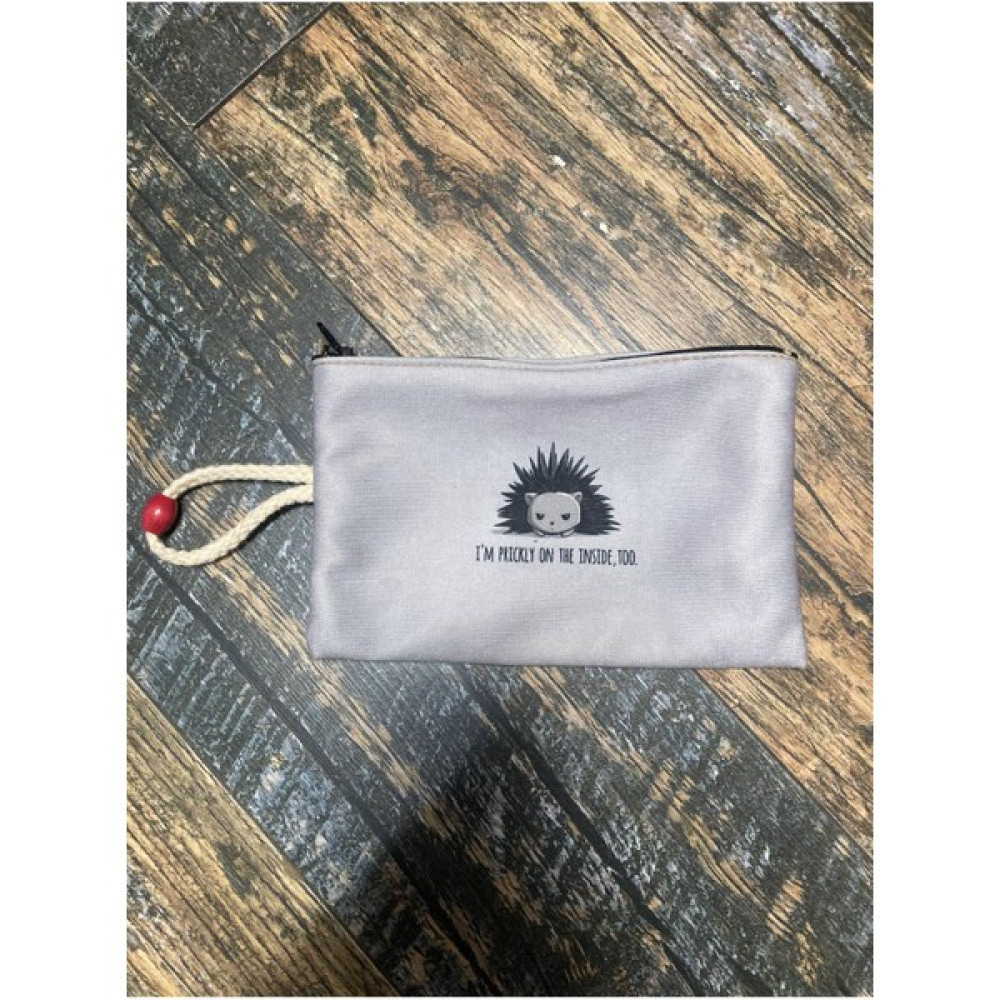 Street Bag Sevimli Kirpi Desenli Baskılı Kalemlik , El Çantas , Baskılı Bez Çanta , Makyaj Çantası - Beyaz Makyaj Fırça ve Aksesuarları Fiyatı