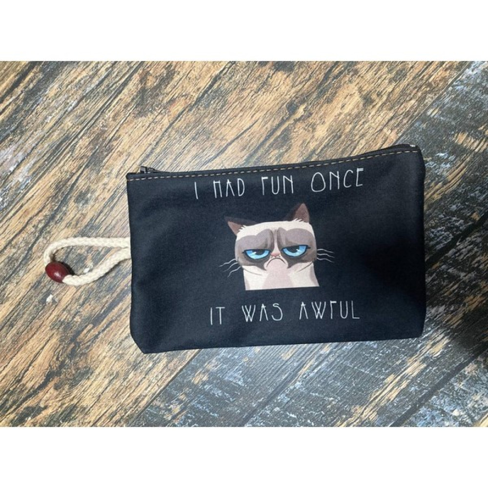 Street Bag Sinirli Kedi Desenli Baskılı Kalemlik , El Çantas , Baskılı Bez Çanta , Makyaj Çantası - Bej - Kahverengi Makyaj Fırça ve Aksesuarları Fiyatı