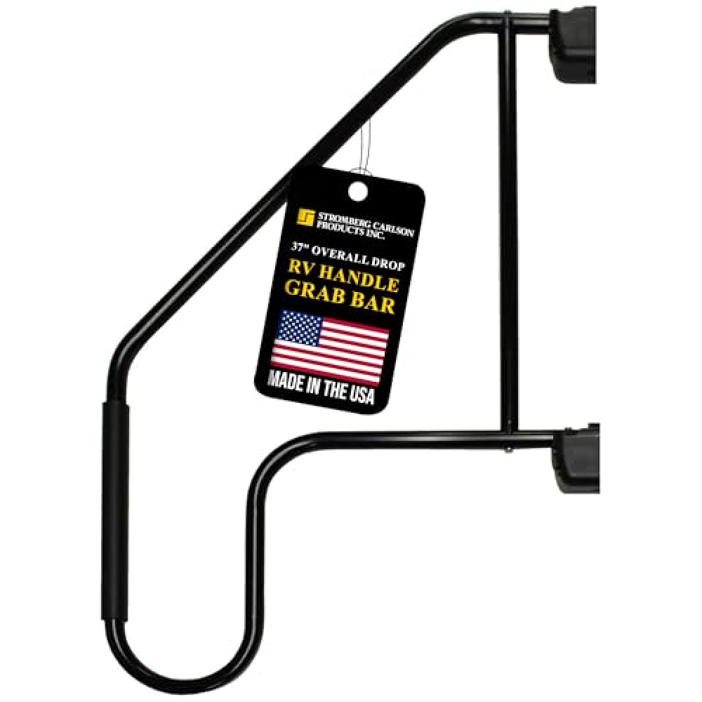 Stromberg Carlson AM-533 Lend-A-Hand Extended Assist Rail - RV Handrail, RV Handle Grab Bar by Door, Camper Hand Rail, RV Step Handrail, Trailer Door Handle, Grab Handle, 37" Overall Drop, Black