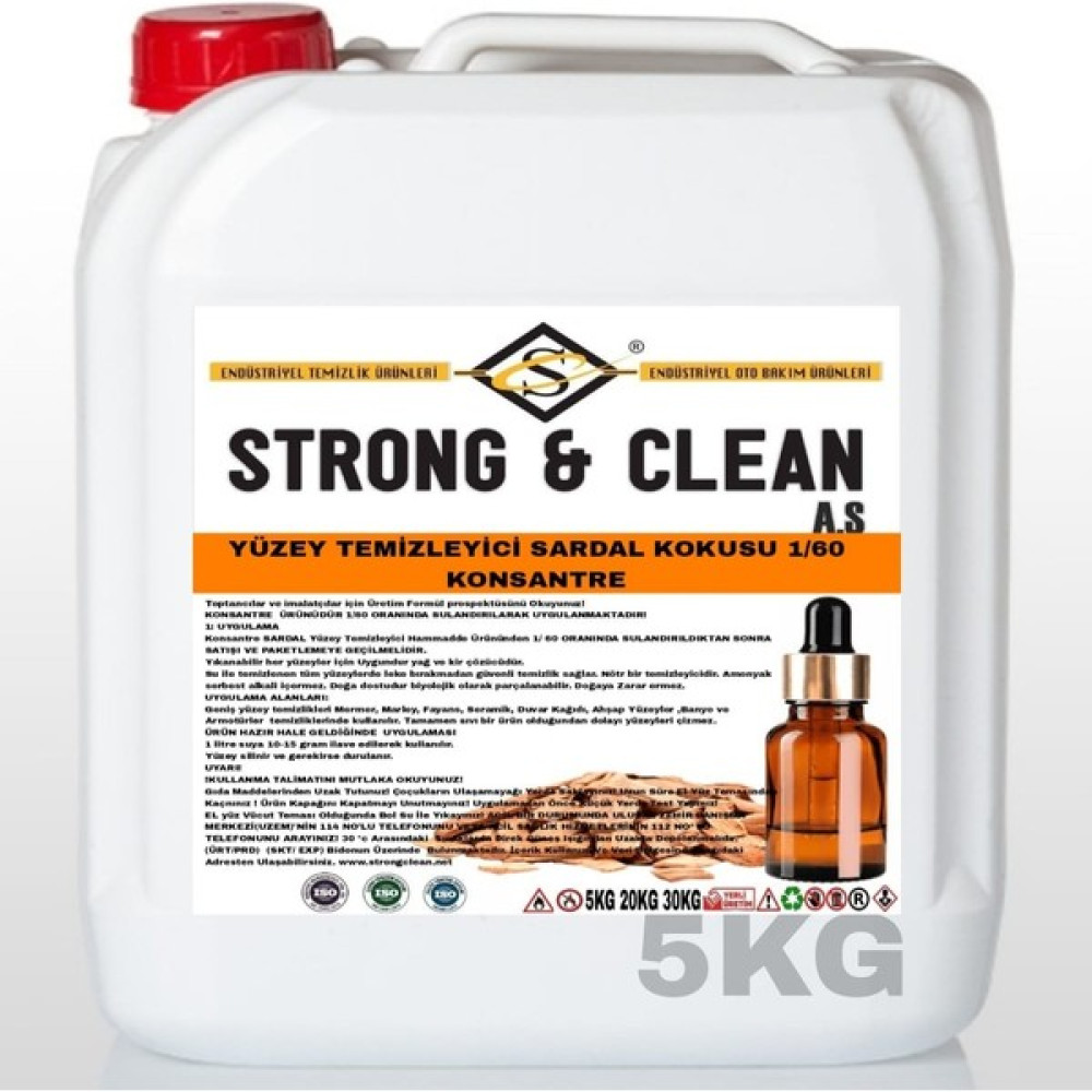 Strong & Clean Yüzey Temizleyici Konsantre 1/60 Sandal Kokusu 5kg - 5 kg Oto Boyaları Fiyatı