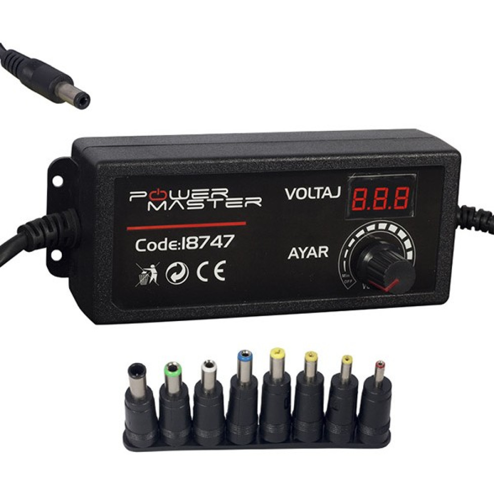 Strongart Powermaster PM-18747 3 Volt - 24 Volt 2 Amper Çok Uçlu Ayarlı Kademeli Adaptör Bilgisayar Çevirici ve Adaptörü Fiyatı