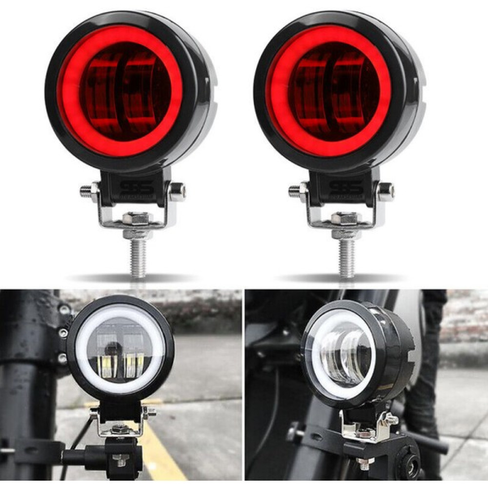 STS Oto Aksesuar Angel Motosiklet LED Sis Farı 2 Li Set Kırmızı 12V Off Road LED Tepe Sis Lambası Motorsiklet Lambaları Fiyatı