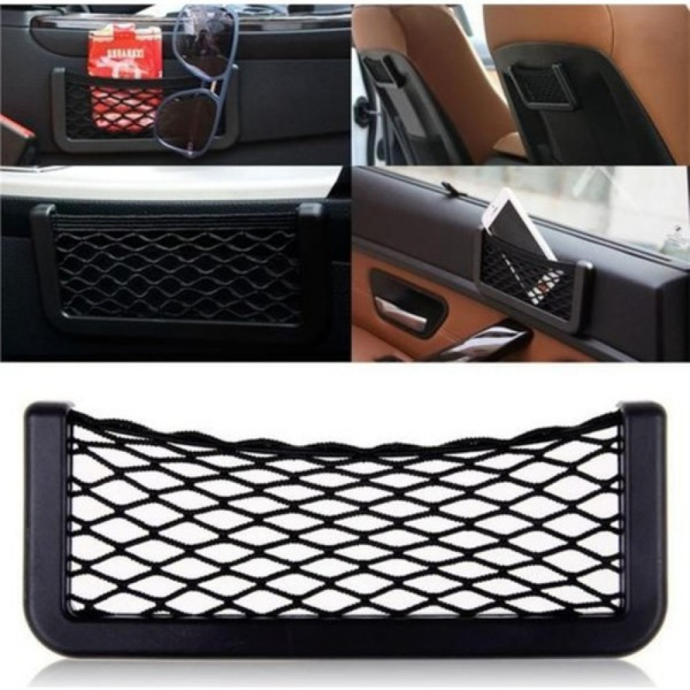 STS Oto Aksesuar Plastik Kenarlı Yapıştırmalı Araç Içi Pratik Fileli Ceplik 20*8 cm - Siyah Cep Telefonu Tutucu Fiyatı