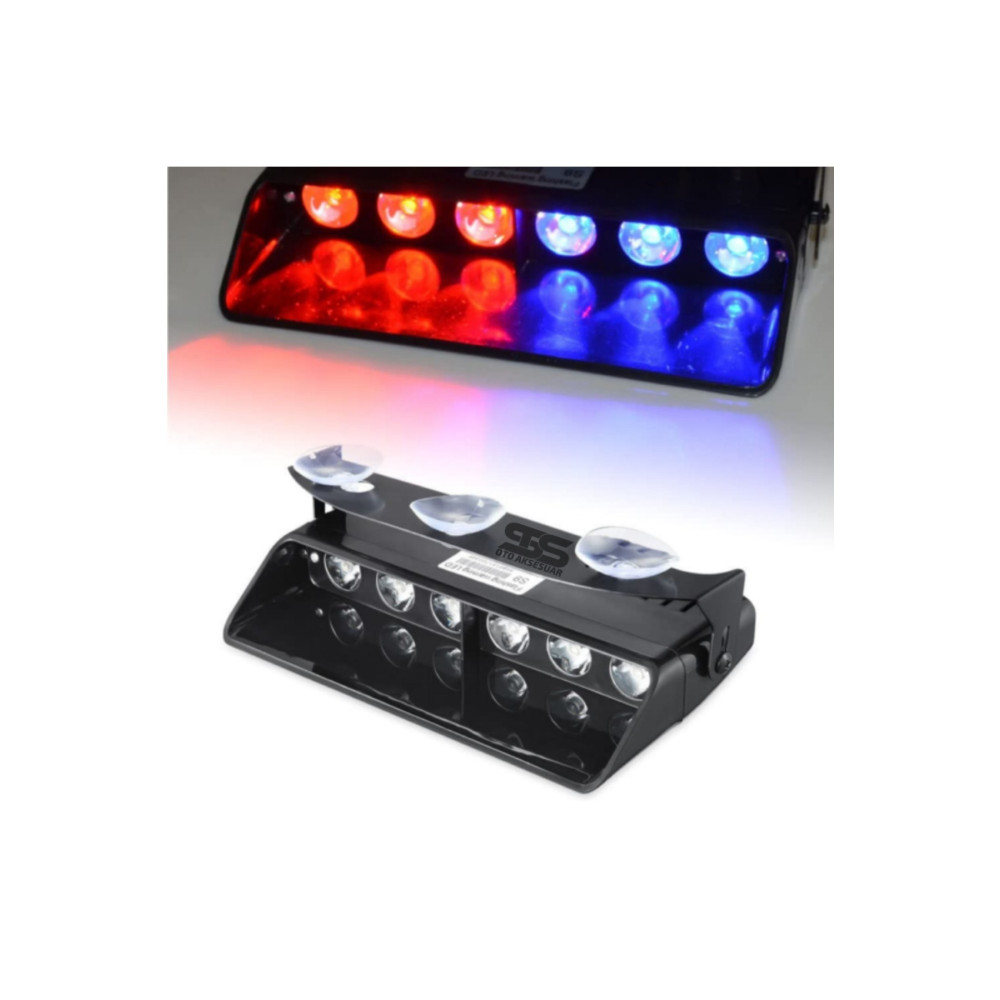 STS Oto Aksesuar S6 Polis Çakar Lamba Cam Içi Vantuzlu 6 Led Kırmızı Mavi Çakmaklık Girişli 12 Mod Polis Lamba Torpido Aksesuarları & Bakımı Fiyatı